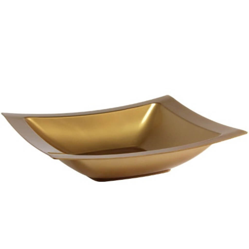 Rectangular Plastic Soup Bowls Gold 12oz 