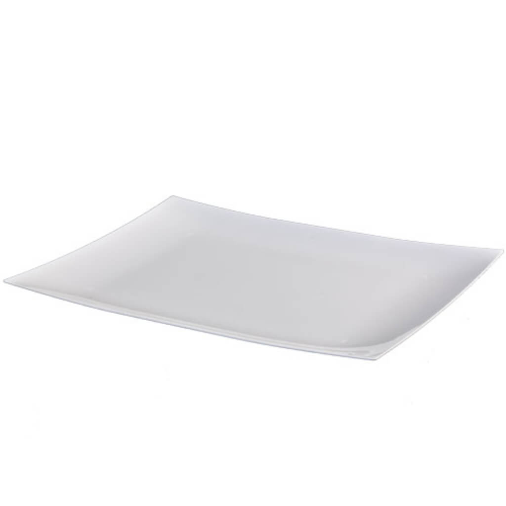 Rectangular Plastic Entree Plates Pearl 11.75&quot; 