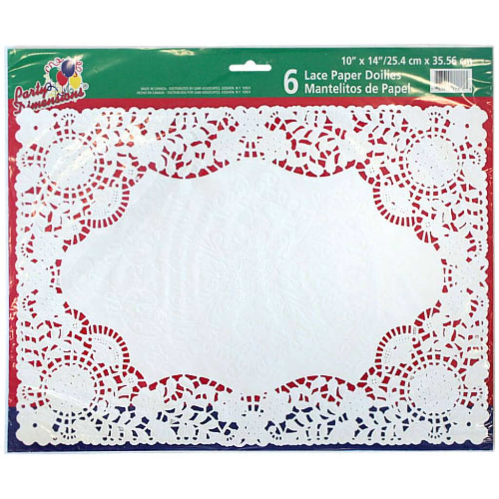 Rectangular Lace Doily 6 Count 10" X 14" White 