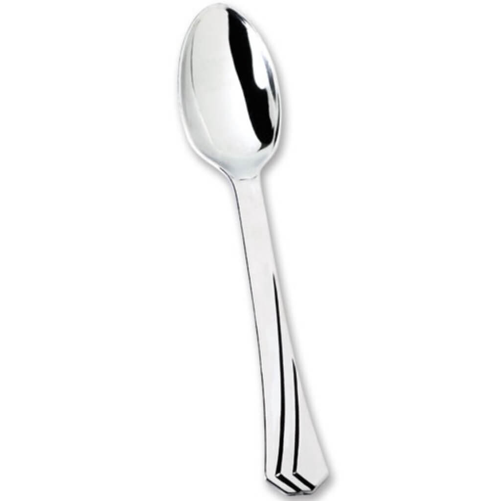 Plastic Teaspoons 36 Count Polished Silver 