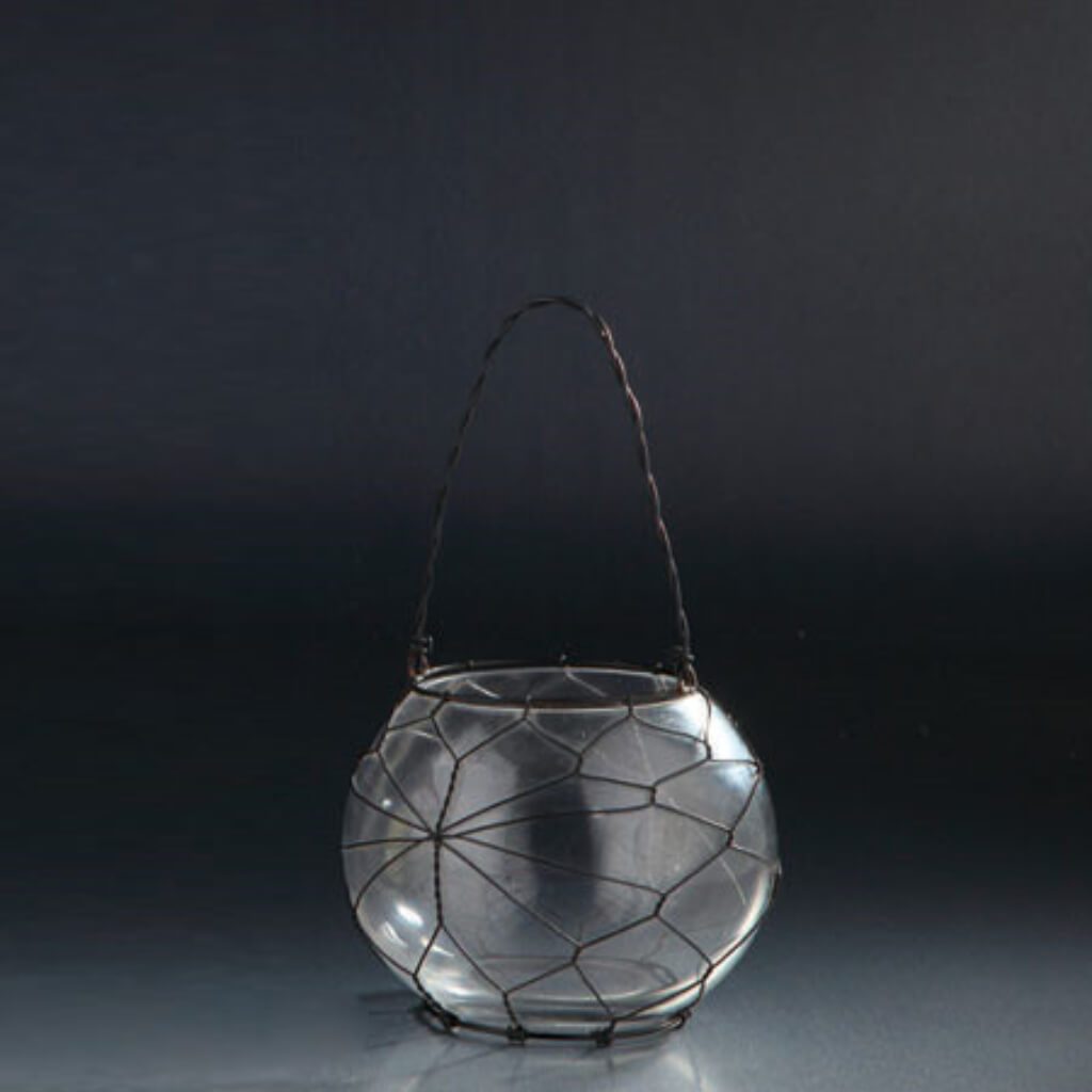 Candleholder With Wire H:4.5" D:6.5" Clear 