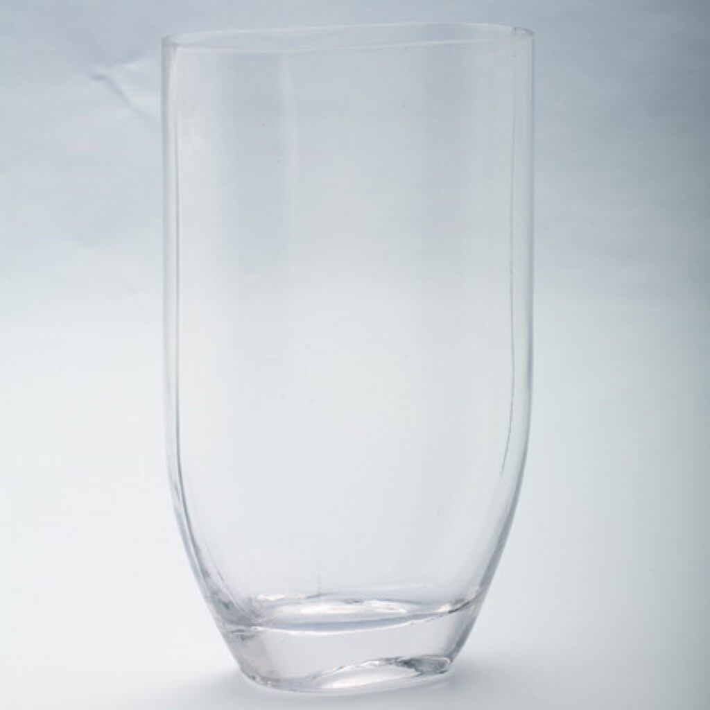 Tapered Oval Vase L:6.5" W:3" H:10" Clear 