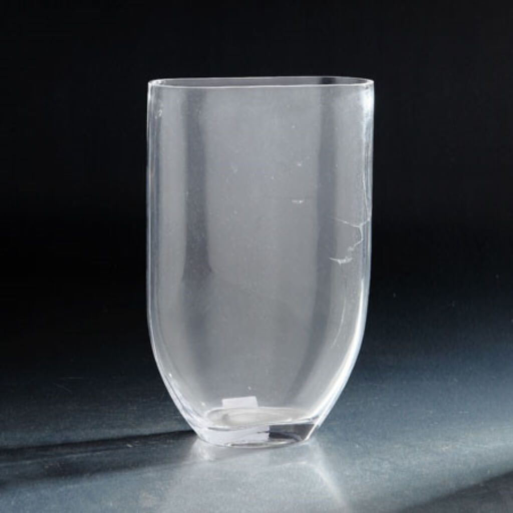 Tapered Oval Vase L:8"W:3.5"H:12" Clear 