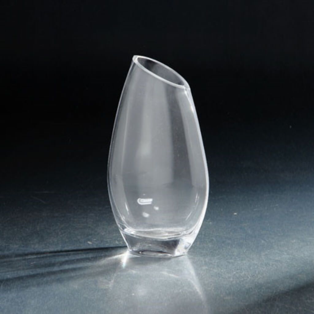 Angled Rim Vase L:6"W:3"H:10" Clear 