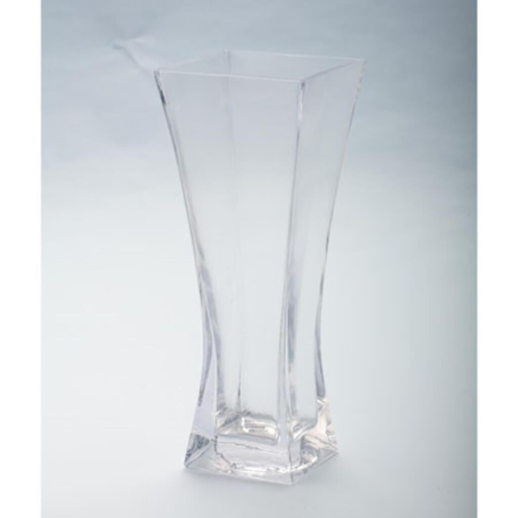 Flared Square Vase L:4&quot;W:4&quot;H:10&quot; Clear 