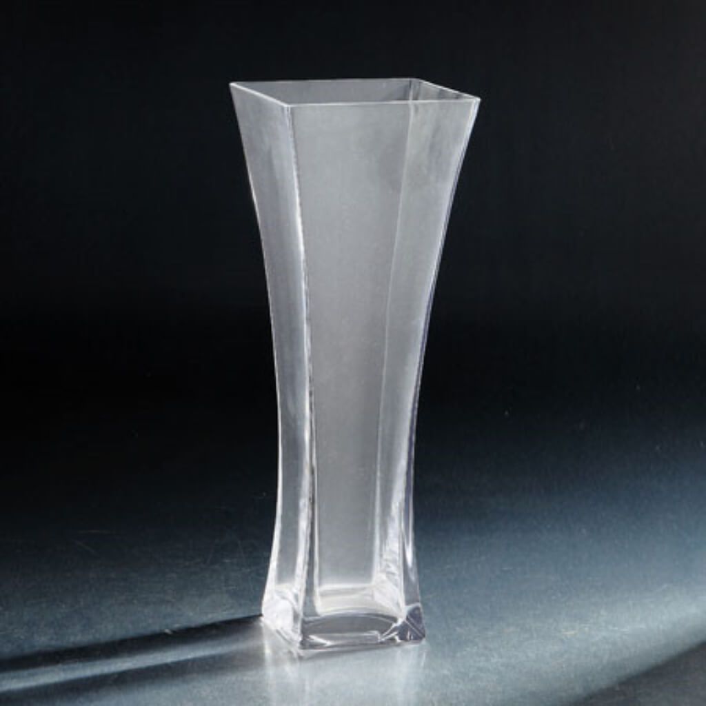 Flared Square Vase L:5&quot;W:5&quot;H:14&quot; Clear 