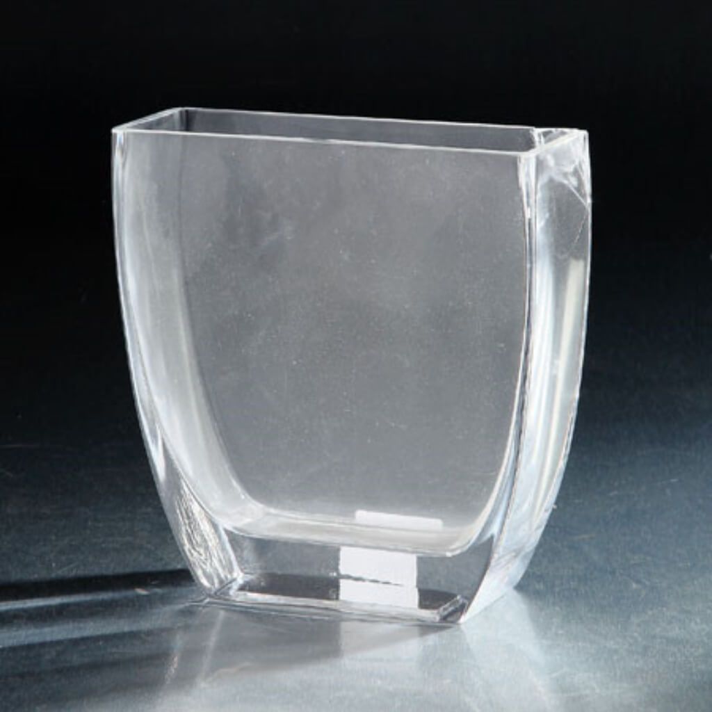 Tapered Rectangle Vase L:7"W:2.5"H:7" Clear 