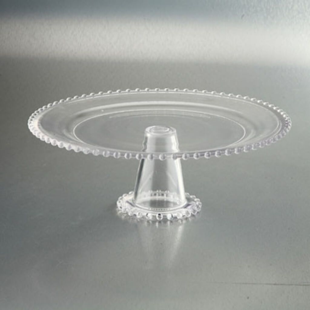 Beaded Cake Stan H:4.5&quot; D:13&quot; Clear 