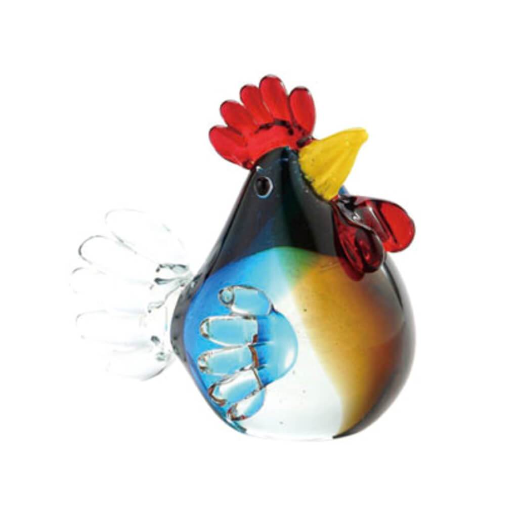 GLASS CHICKEN L:4.5"W:4.5"H:4.5" MULTI 