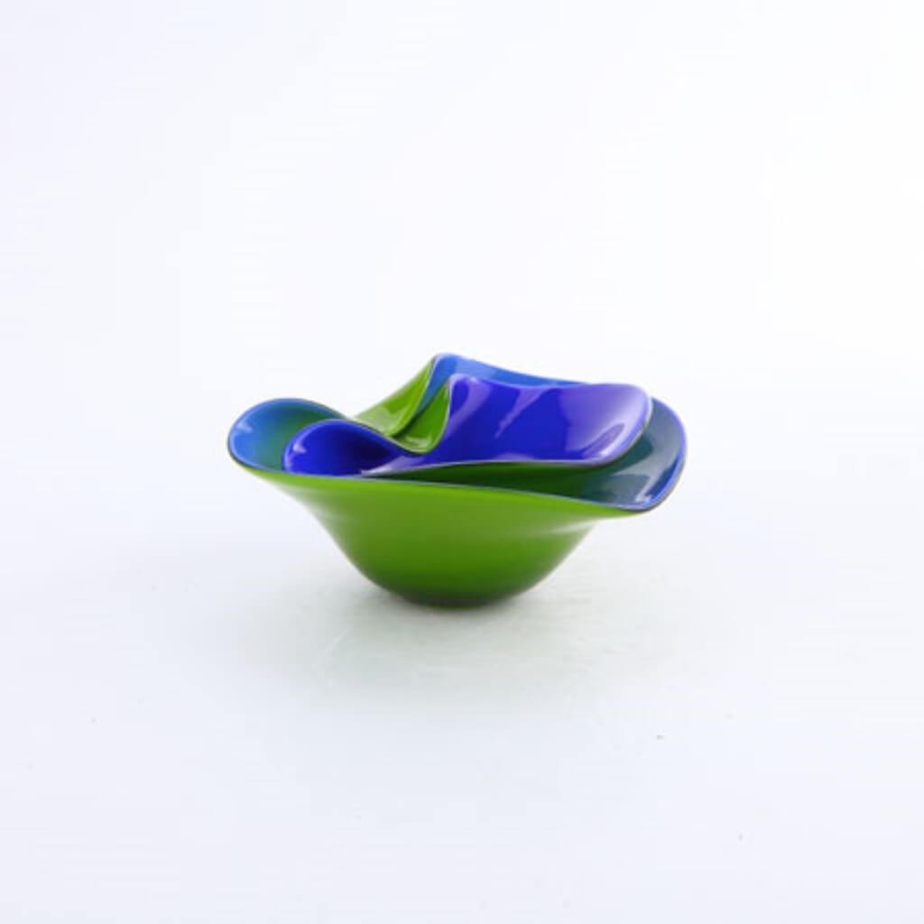 Vase Set Of 2 L:7"/6"W:6.5"/5"H:2.5"/2.5" Blue 