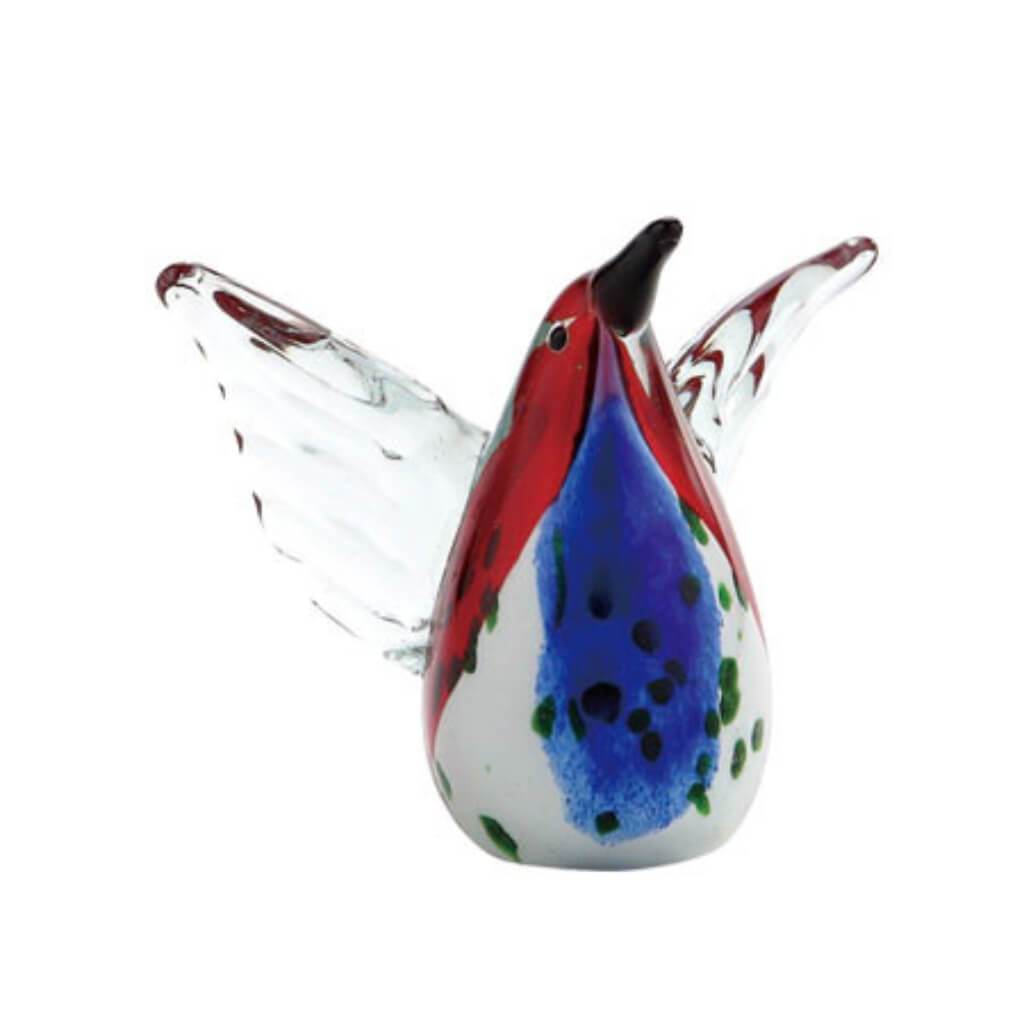 Glass Bird L:5"W:5"H:4.5" Red 