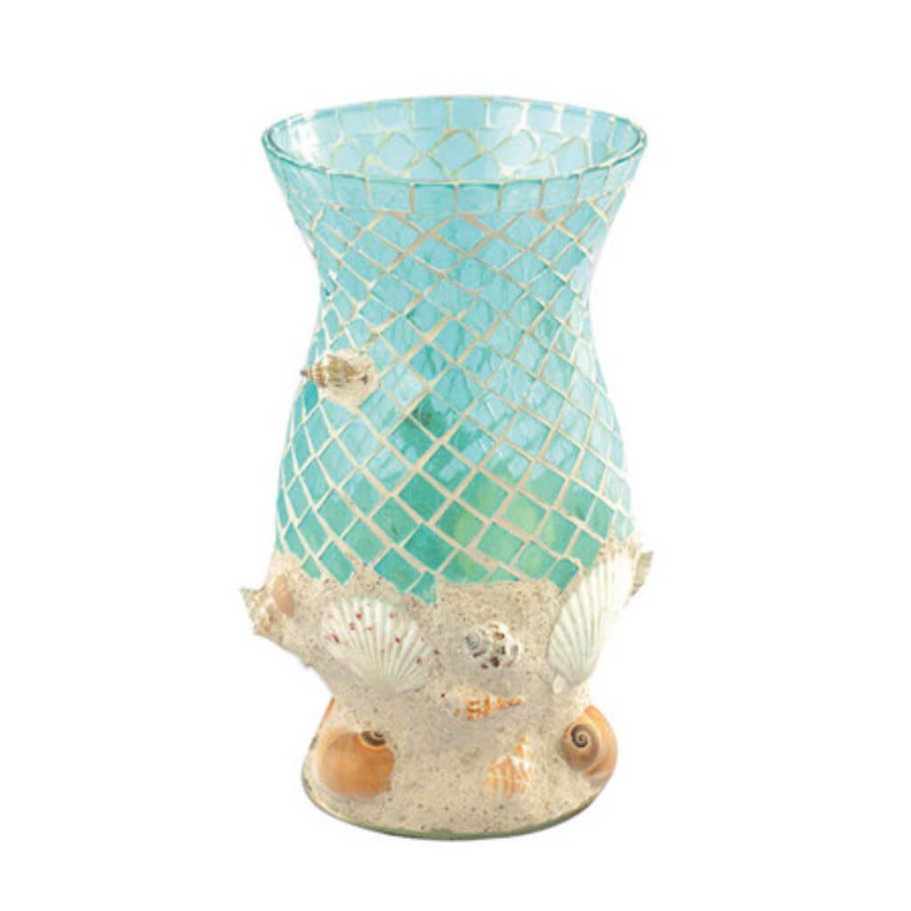 Hurricane Candleholder H:10.5&quot; D:6.5&quot; Blue 