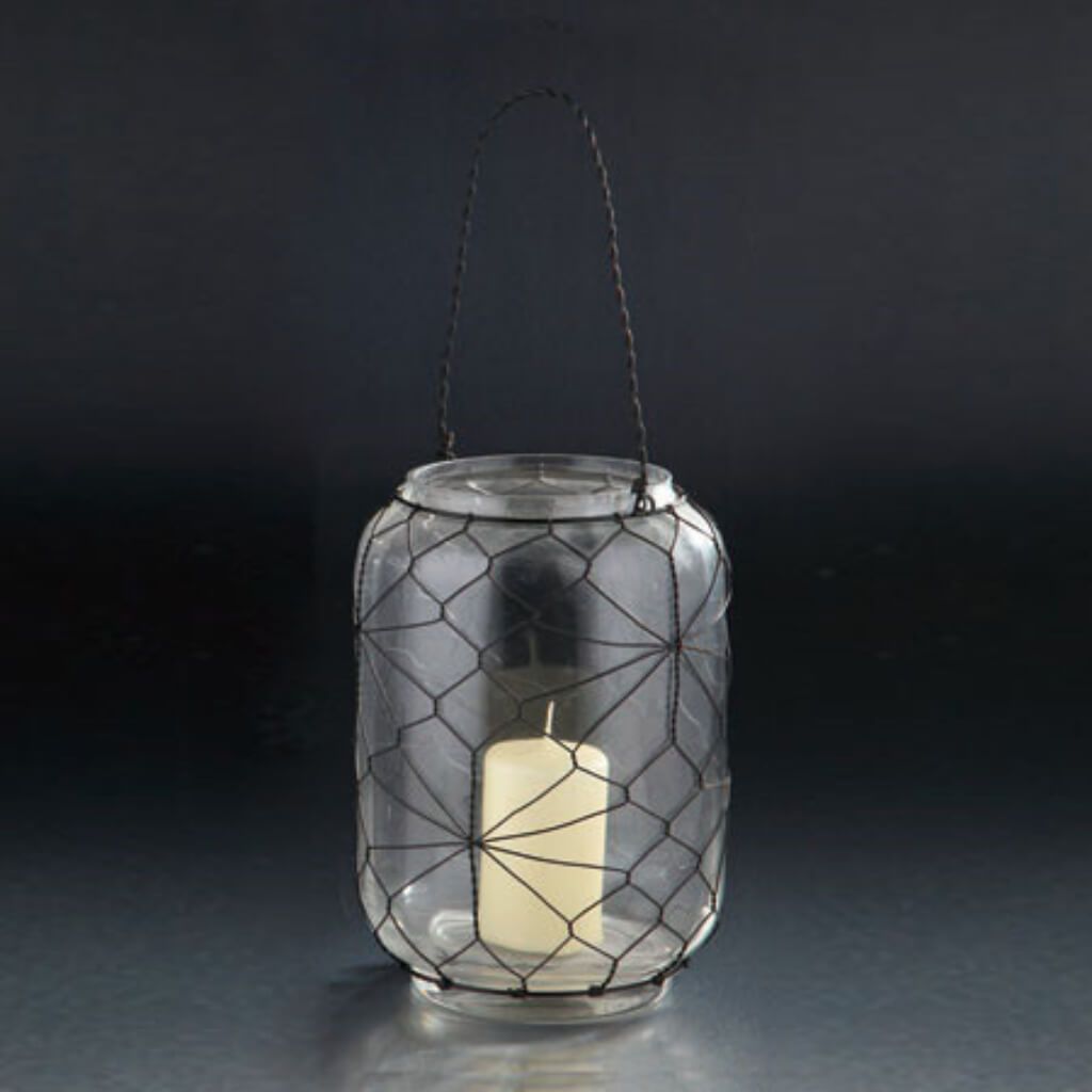 Lantern With Wire H:8" D:6.5" Clear 
