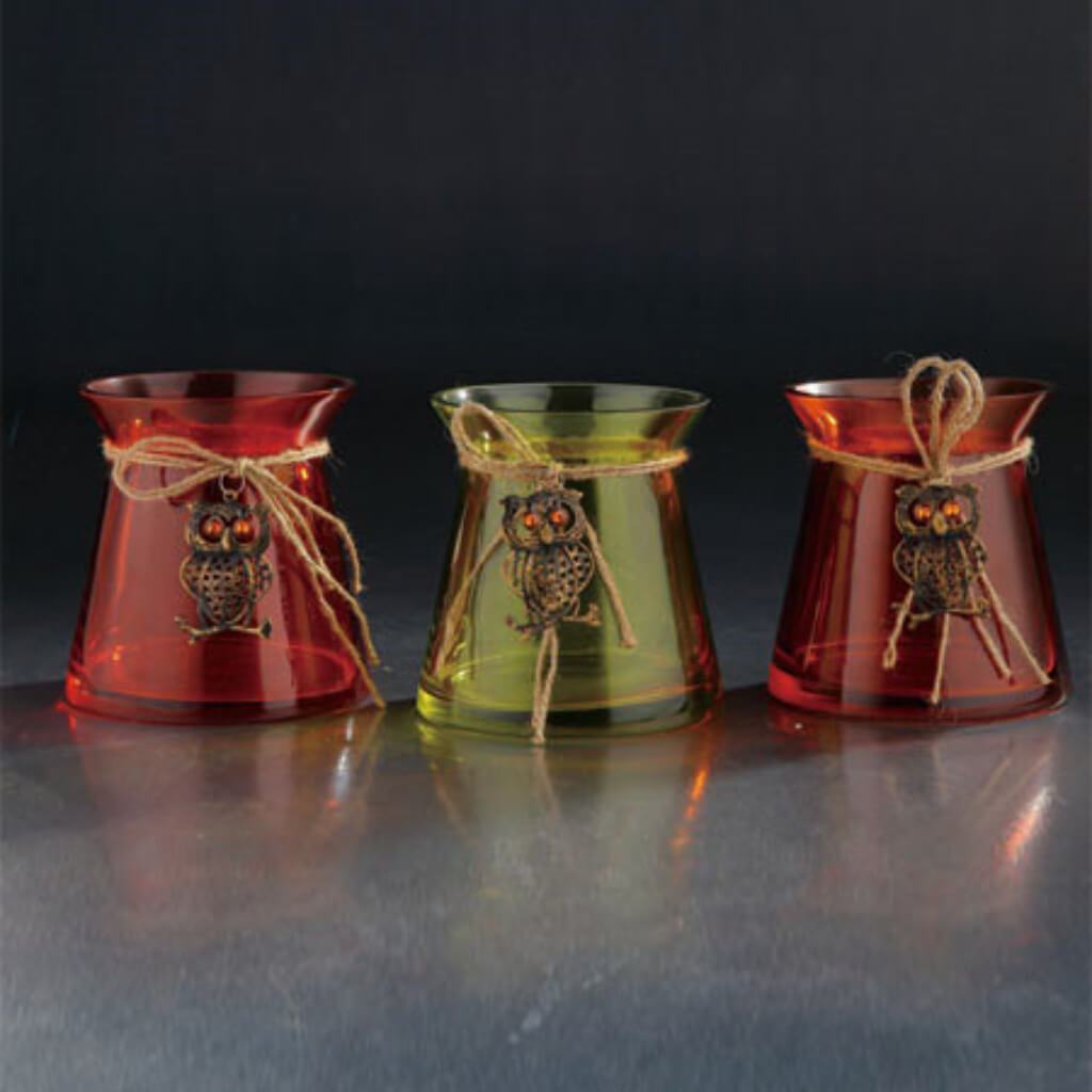 3Asst Colors Vase Candleholder H:5.5&quot; D:5.5&quot; 