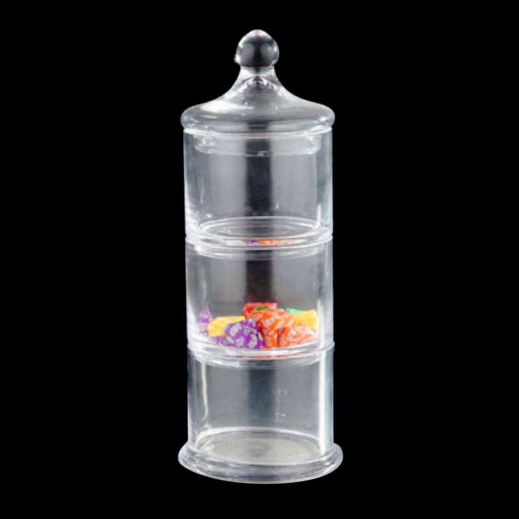 3-PART BOWL TOWER W/LID H:12&quot;D:4.5&quot; CLEAR 