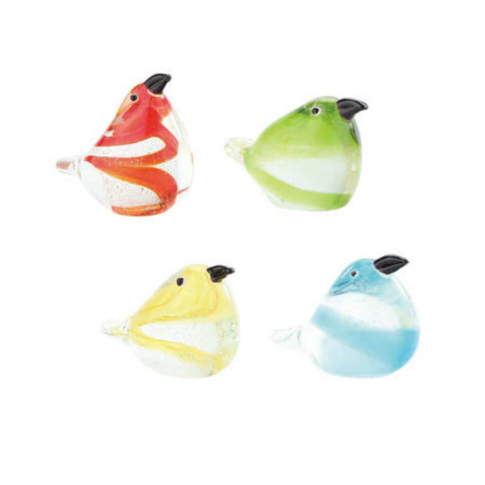 4Asst Mult-Color Glass Bird L:4"W:2"H:3" 