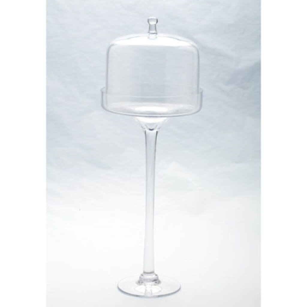 Cake Stand W/Lid H:20&quot; D:7.5&quot; Large Clear 