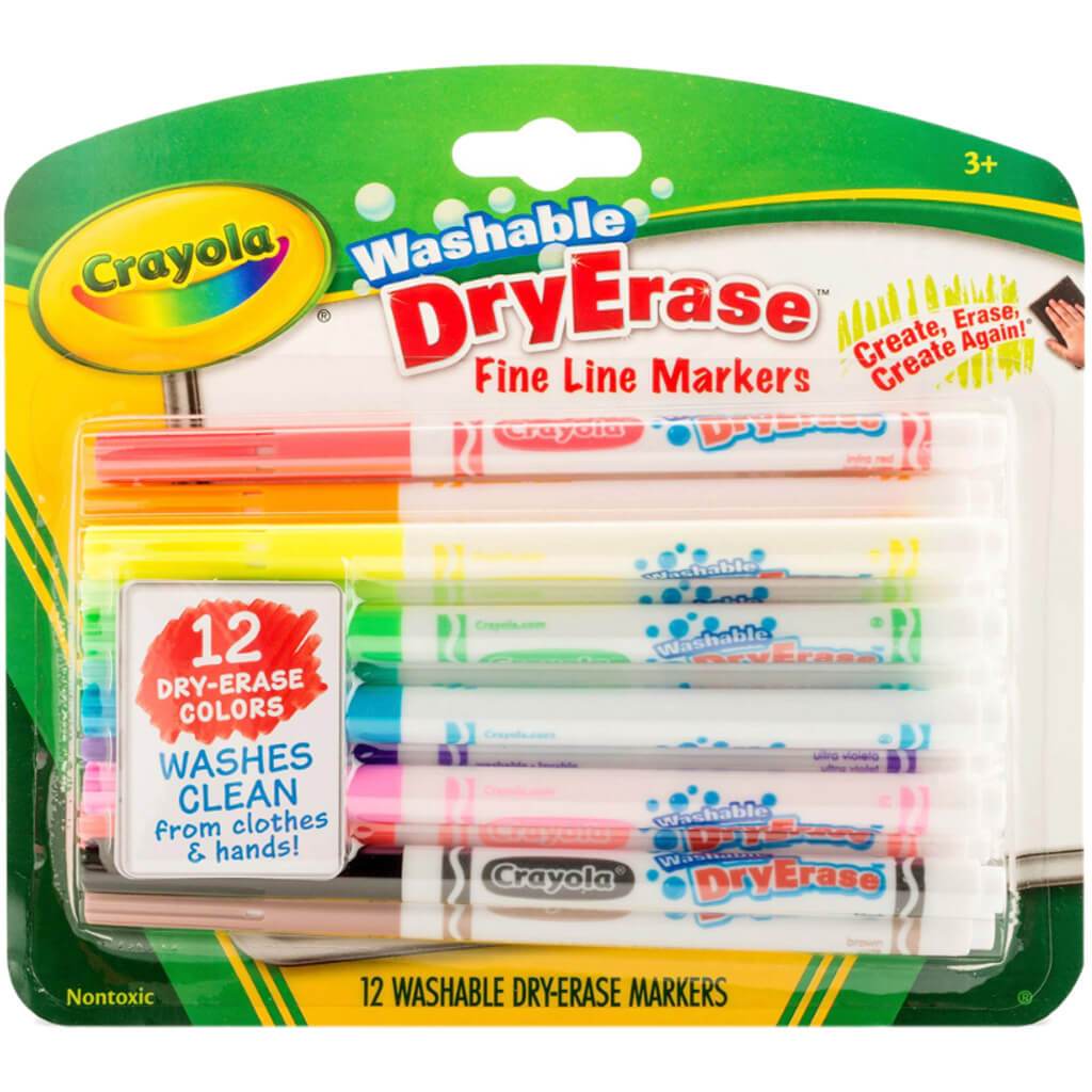 Crayola Washable Dry Erase Fine Line Markers 12 Classic Colors
