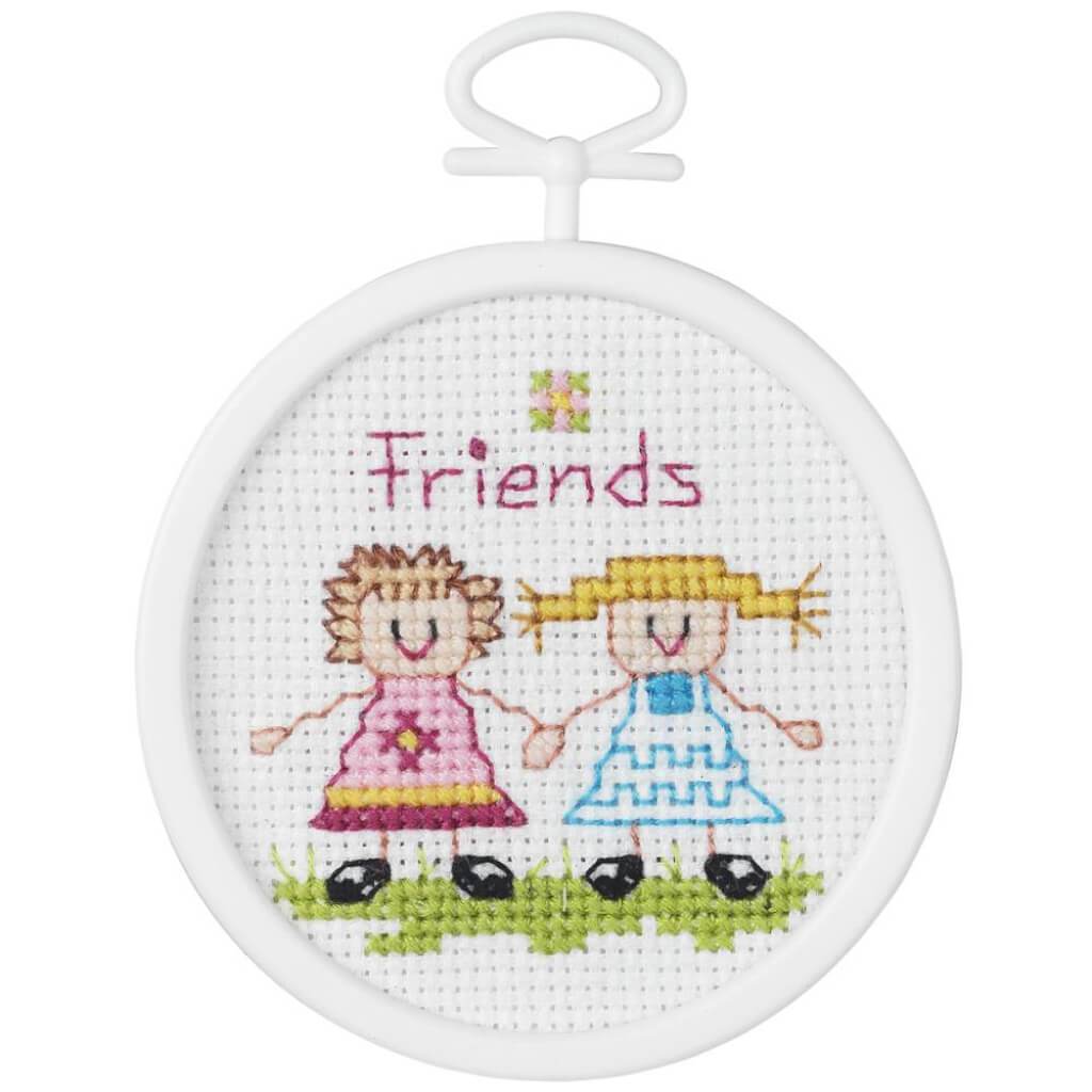 Janlynn Mini Counted Cross Stitch Kit Friend 2.5in Round