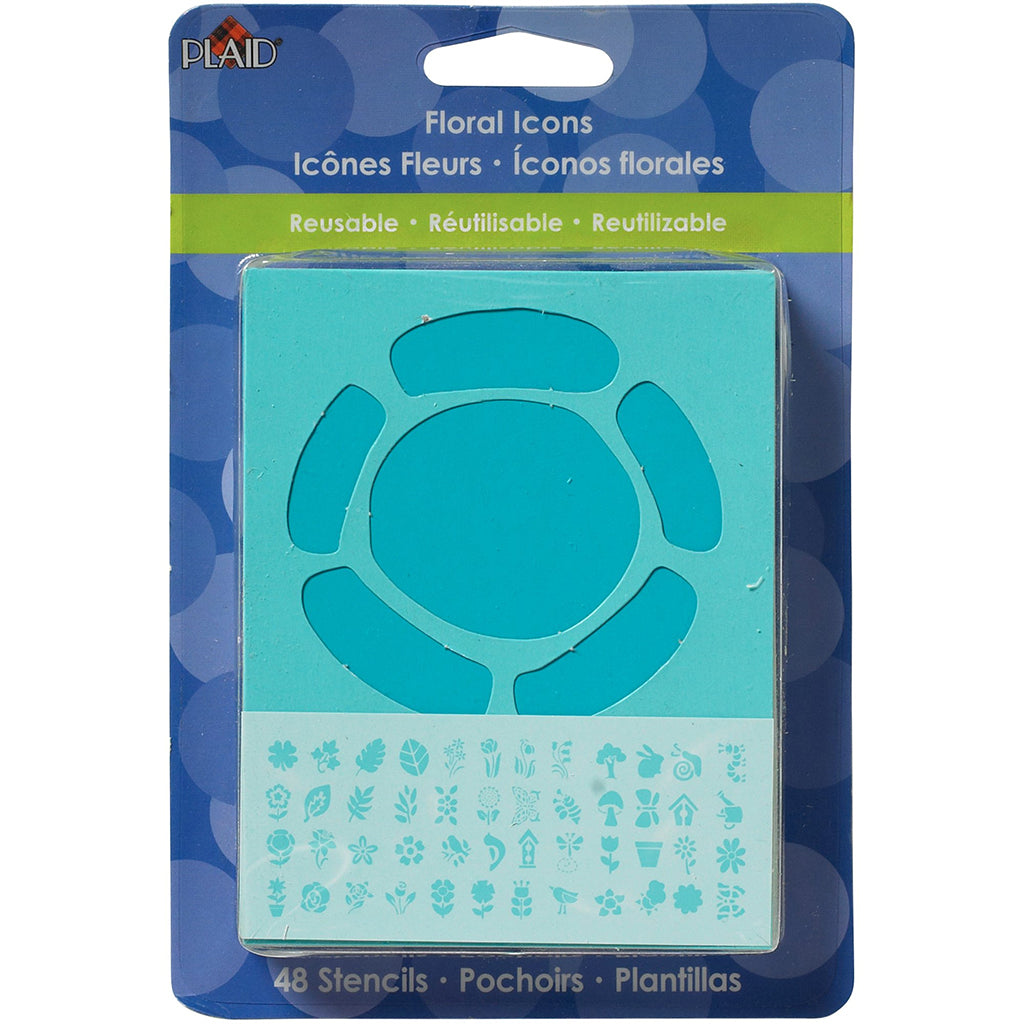 FolkArt Stencil Value Pack 2in - 4in Floral 3in 48pcs