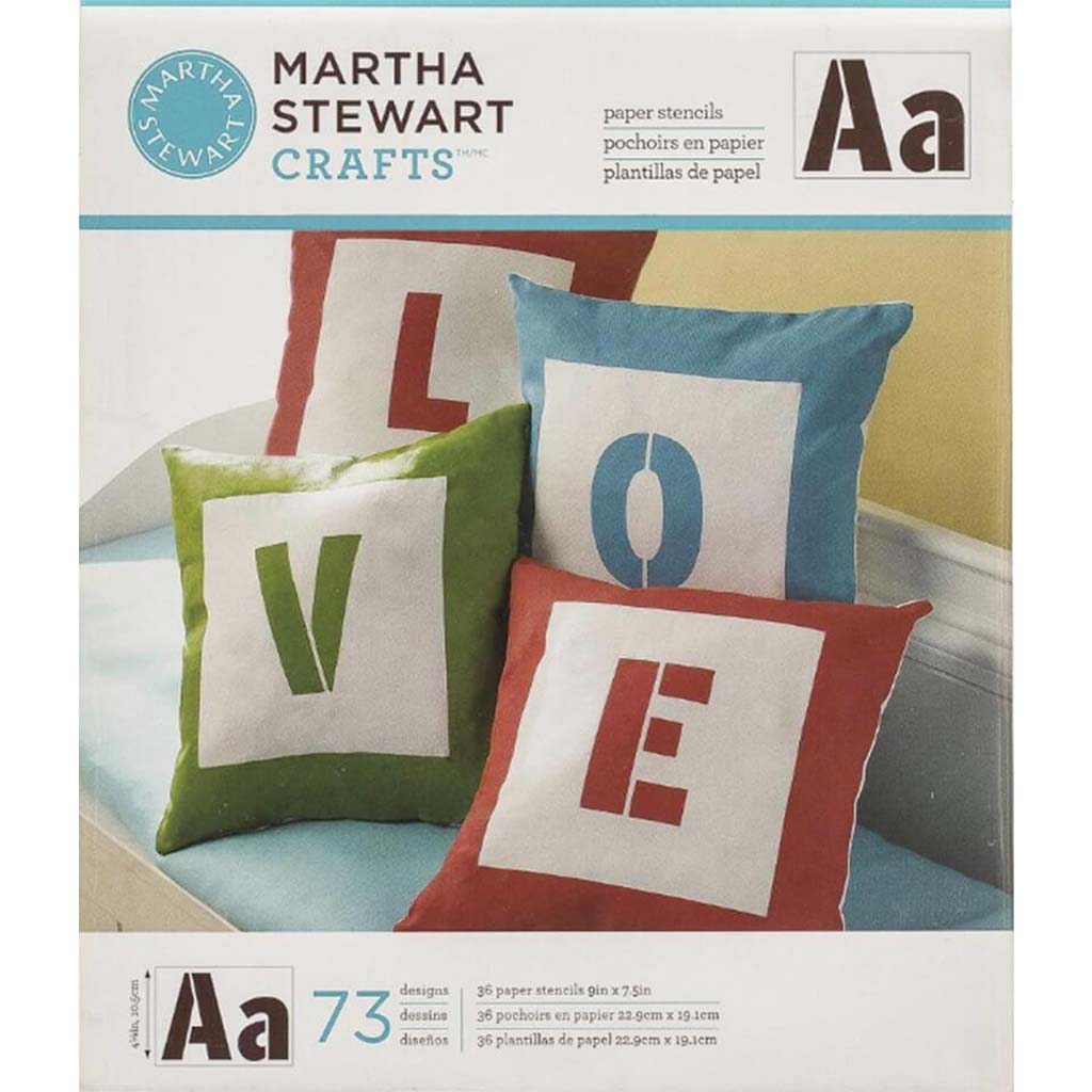 Martha Stewart Large Paper Stencils 36pcs Sans Serif Alphabet 9in x 7.5in 73 Designs