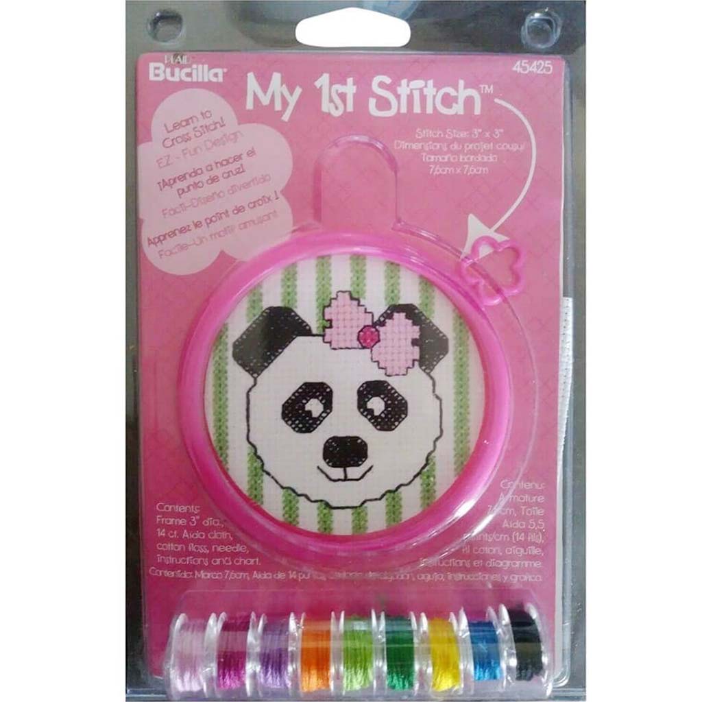 My 1st Stitch Mini Counted Cross Stitch Kit 3in Round-Panda