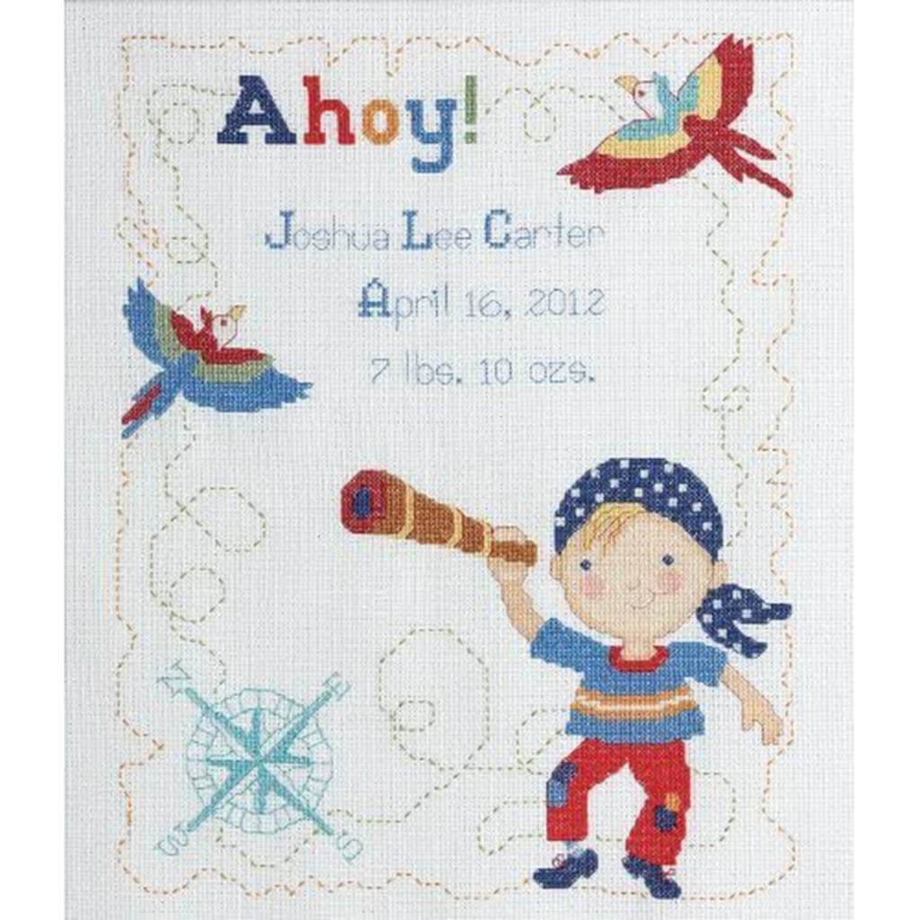 Ships Ahoy Birth Record Counted Cross Stitch Kit 9.75in x 12.75in 14 Count