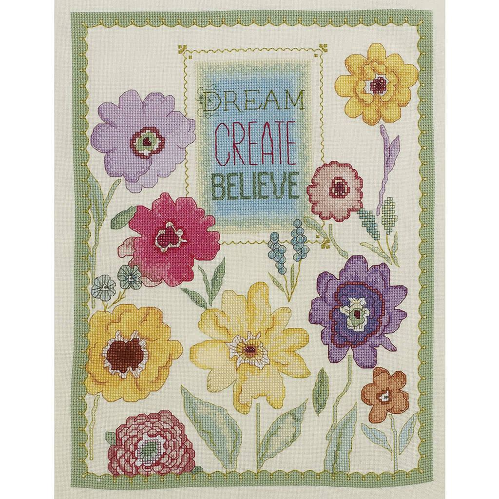 Dream, Create, Believe Counted Cross Stitch Kit 10in x 13in 28ct