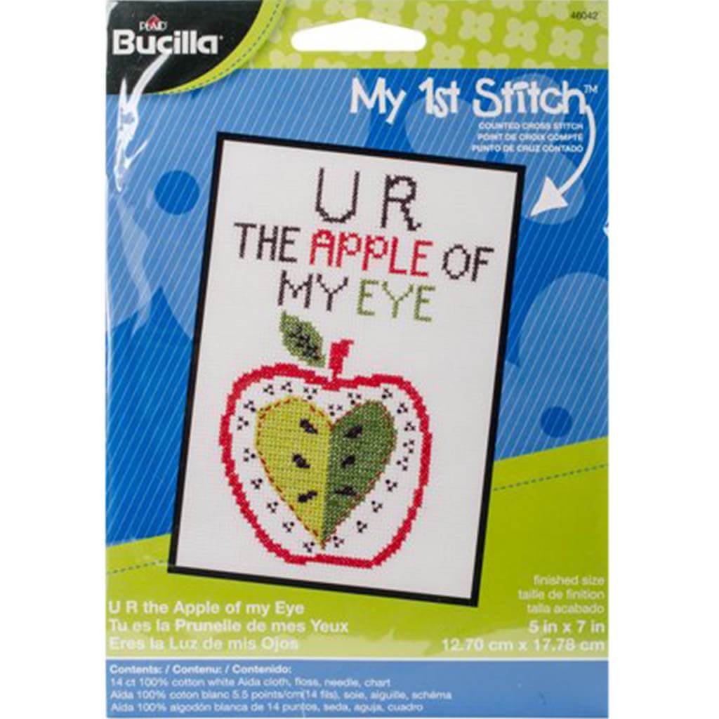 My 1st Stitch Mini Counted Cross Stitch Kit 5in x 7in U R The Apple 14ct