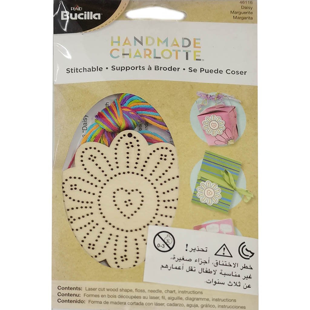 Handmade Charlotte Wood Daisy Ornament Gift Tag Kit