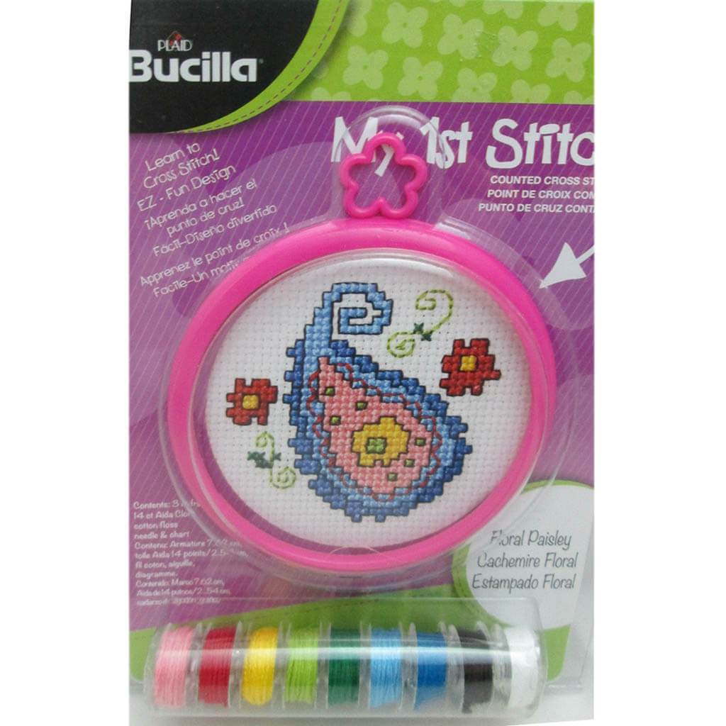 My 1st Stitch Floral Paisley Mini Counted Cross Stitch Kit 3in Round 14ct