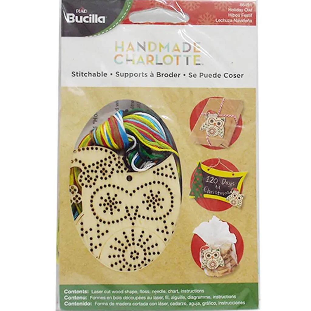 HANDMADE CHARLOTTE STITCHABLE WOOD HOLIDAY OWL 