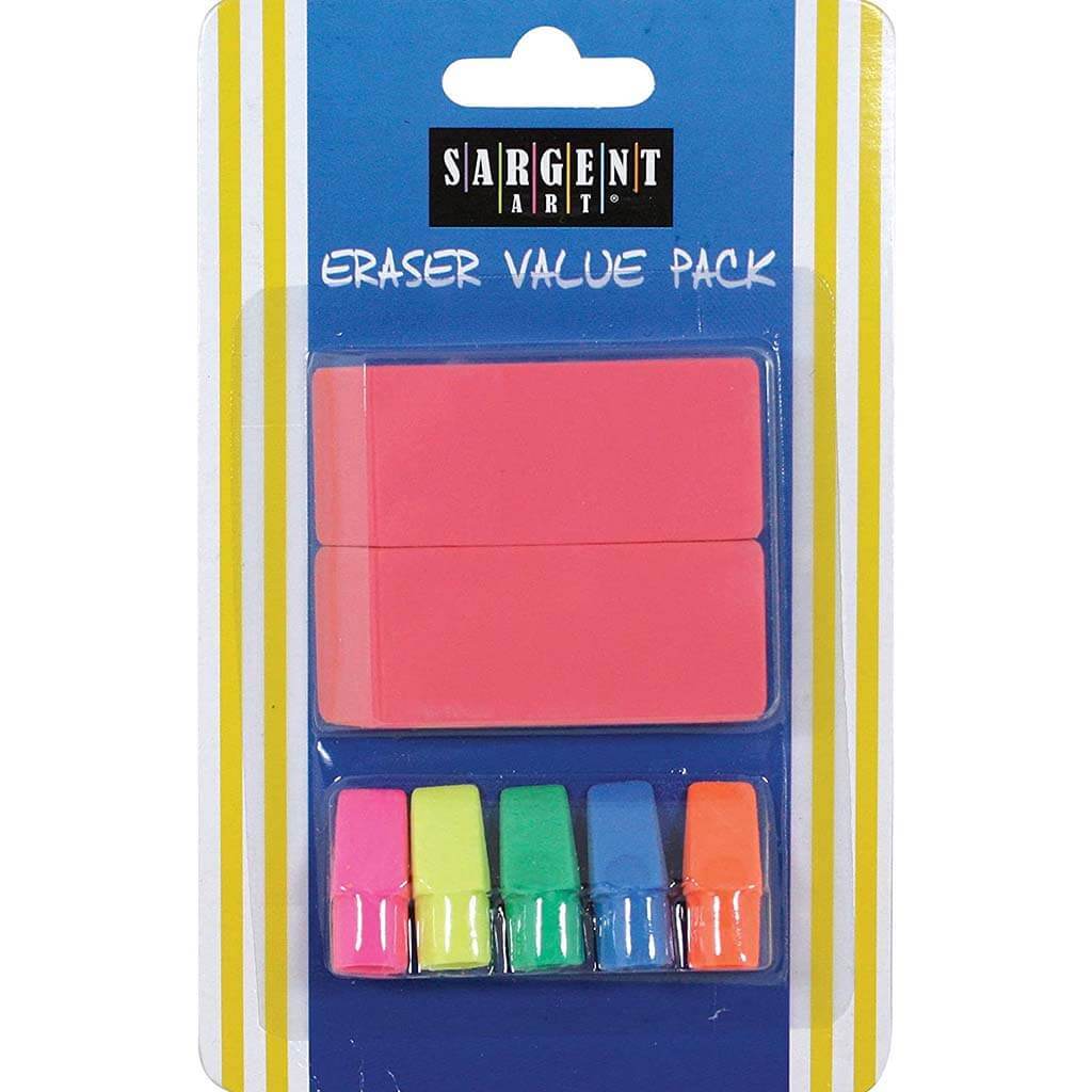 Combo Pack With 2 Pink Erasers and 5 Cap Erasers