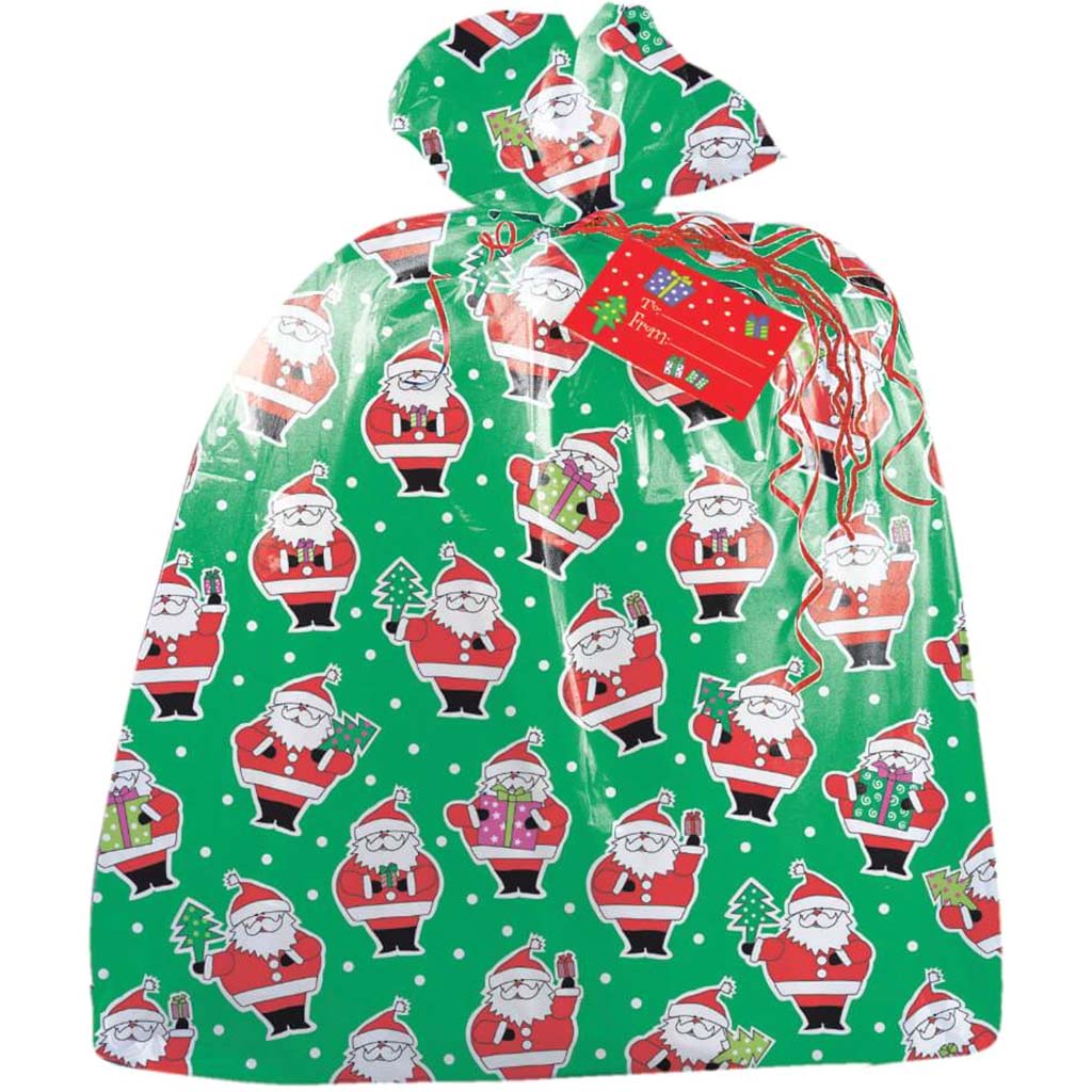 Plastic Gift Bag Jumbo, Christmas Santa 