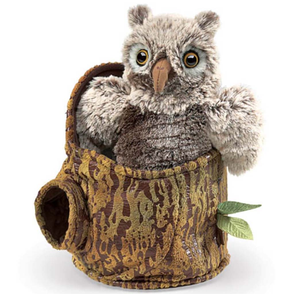 Owlet In Tree Stump 