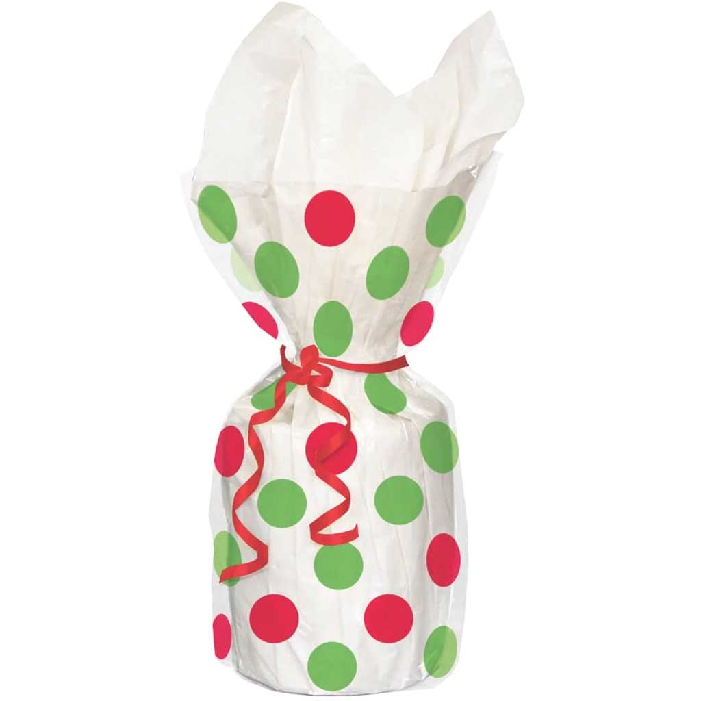 Cellophane Bags 20ct, Red &amp; Green Dots 