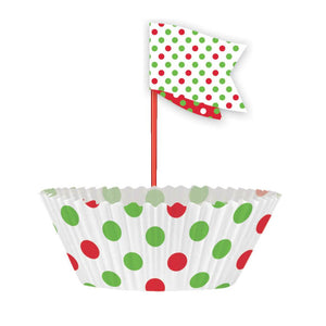 Red & Green Dots Cupcake Kit, 24pc