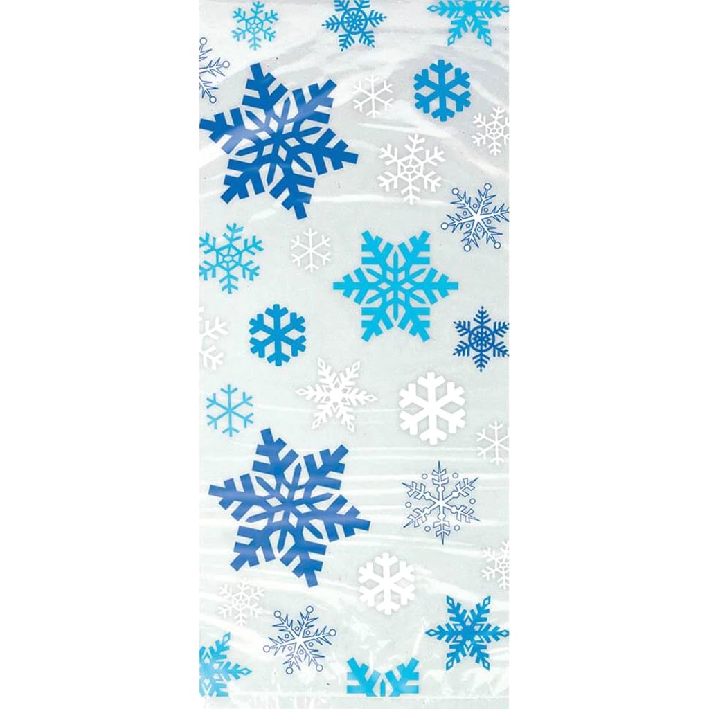 Cellophane Bags 20ct, Snowflakes Blue 
