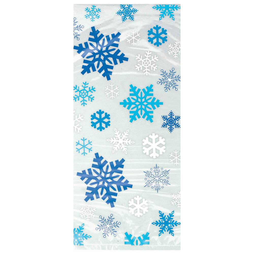 Cellophane Bags 20ct, Snowflakes Blue