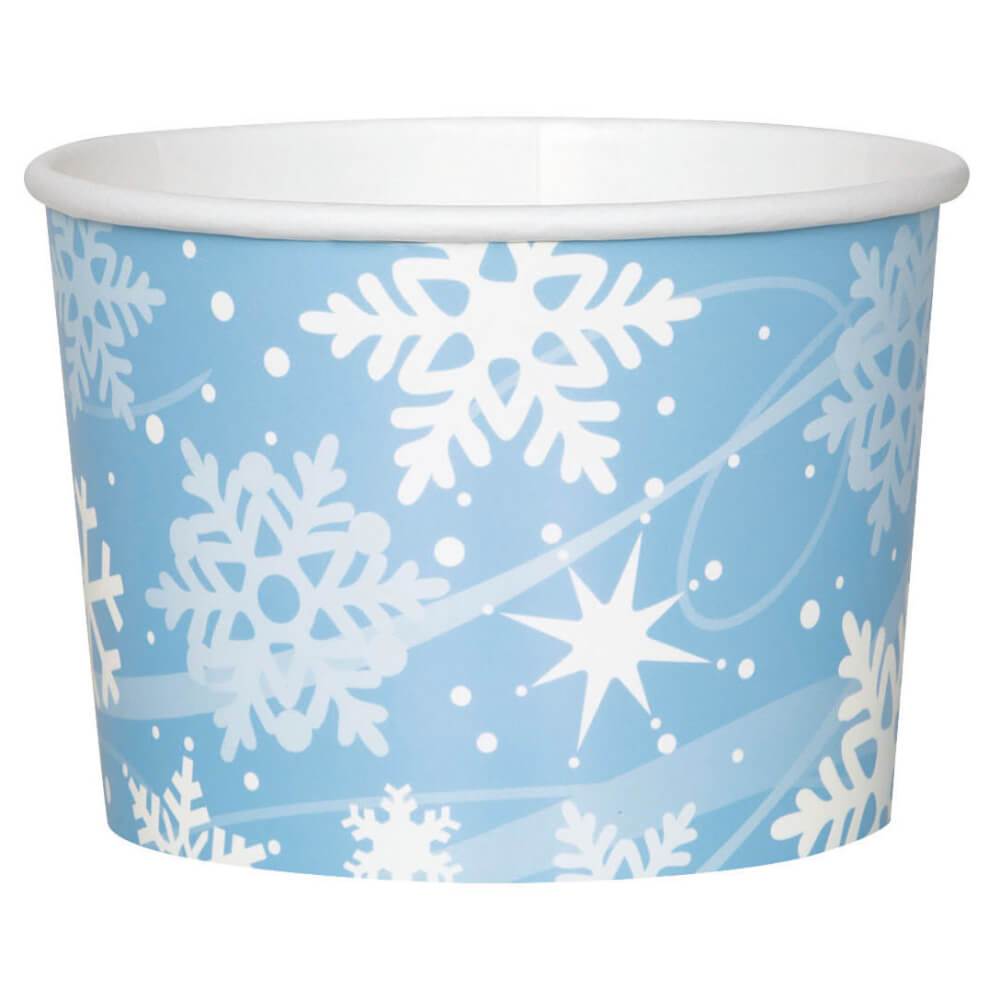 Shimmer Snowflake Paper 9oz Ice Cream Cups, 8ct 