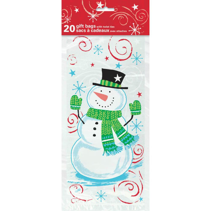 Snowman Swirl Cellophane Bags, 20ct 