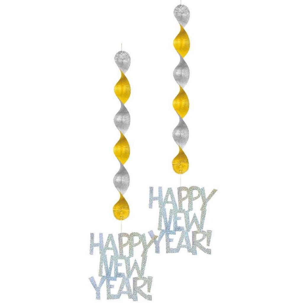 New Year's Stars Prism Hanging Decorations, 30in, 2ct