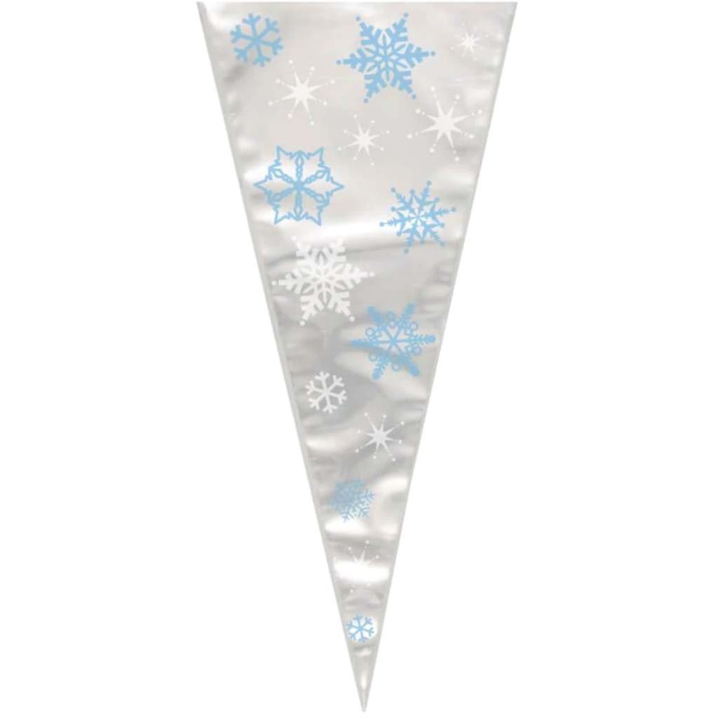 Snowflakes Large Cone Cellophane Bags, 20ct