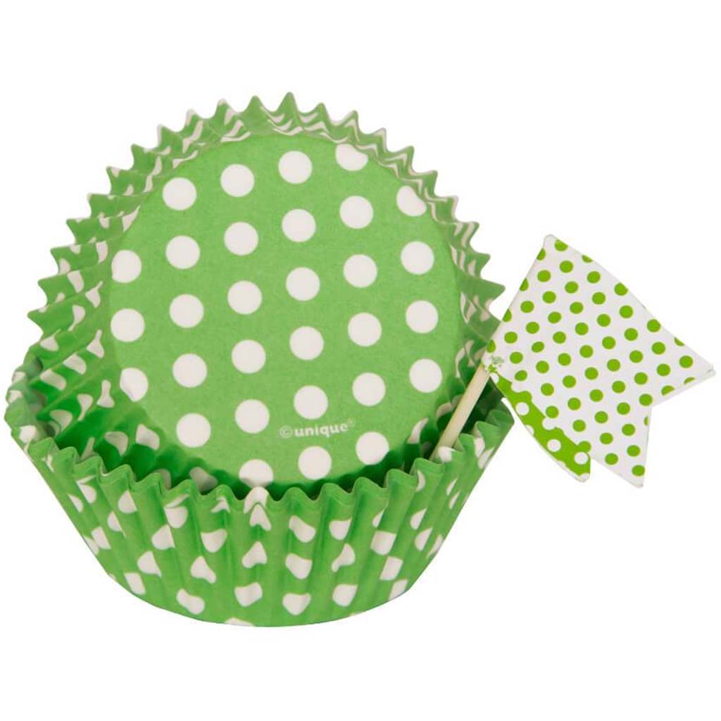 Lime Green Dots Cupcake Kit, 24pc 