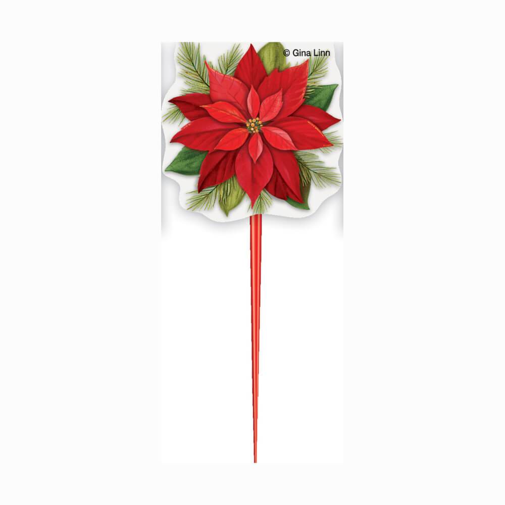 Poinsettia Plaid Picks 3.5in, 8ct