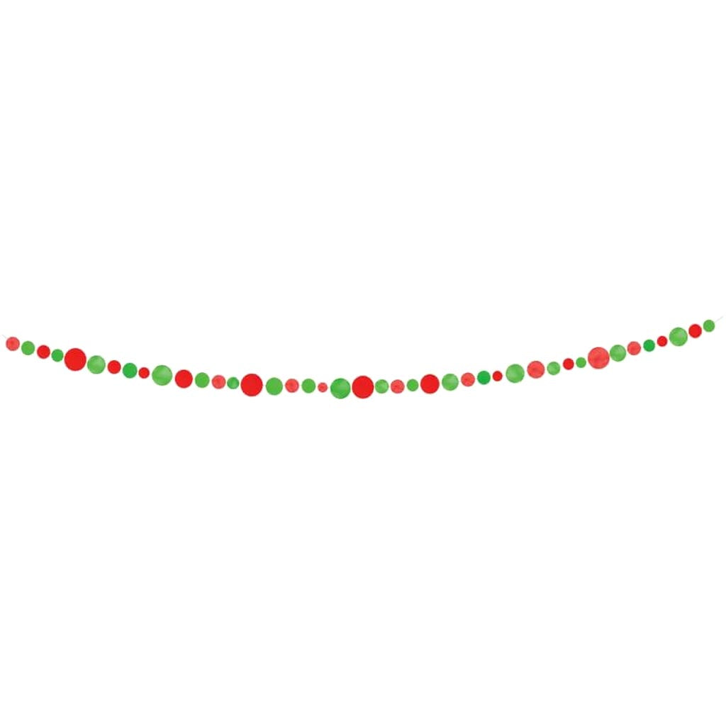 Paper Garland 9ft, Red &amp; Green Dot 