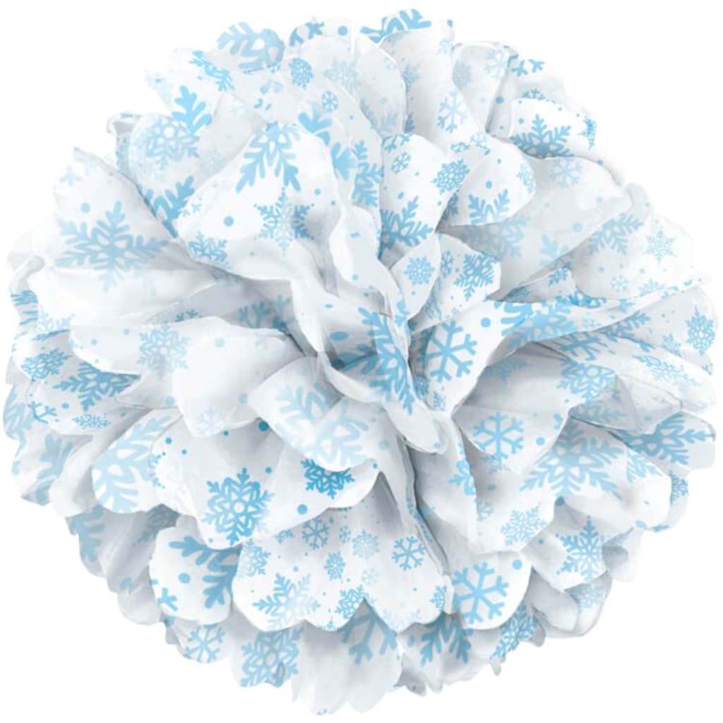 Hanging Tissue Pom Pom 14in, Shimmer Snowflake 