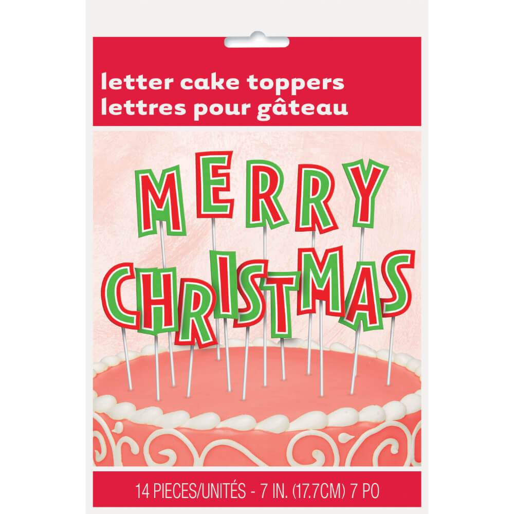 Cake Toppers Merry Christmas Letter Red &amp; Green 