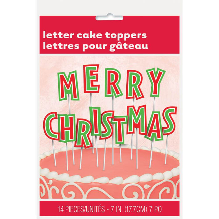 Cake Toppers Merry Christmas Letter Red & Green 