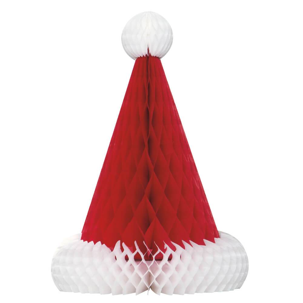 Centerpiece 12in, Santa Hat Honeycomb 